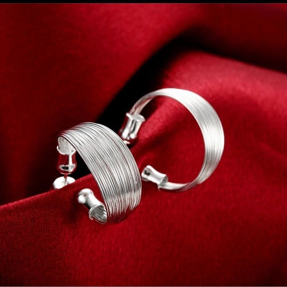STERLING SILVER MULTI LINE EARRINGS